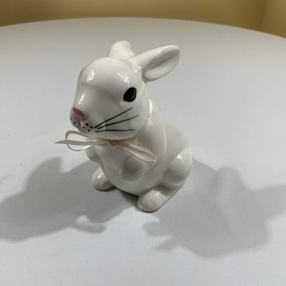 Nurserymens Exchange Ceramic Bunny Planter White Rabbit Figurine Easter Decor